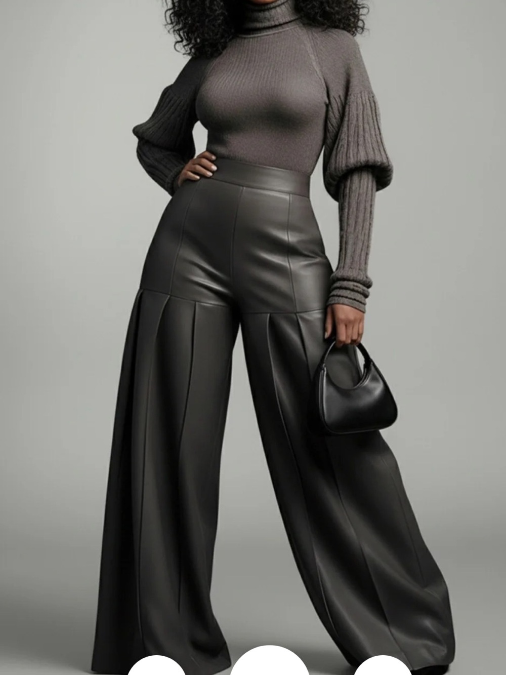 Xpluswear gray faux leather wide-leg pants new